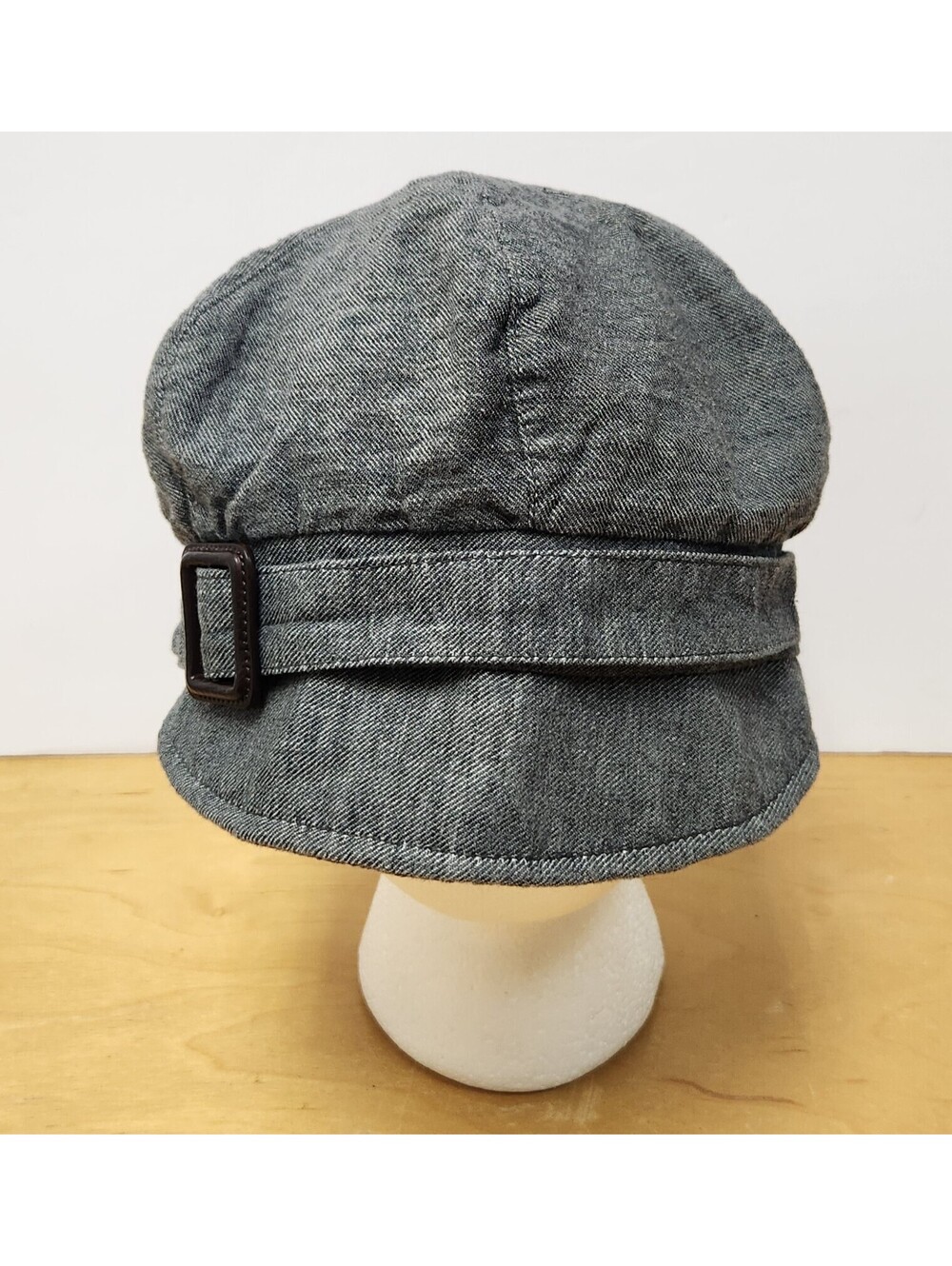 Vintage Op Ocean Pacific Newsboy Hat Gray Cotton Chambray Baker Boy Cap Y2K